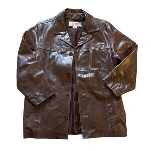 WILSONS M Julian Leather Jacket Size Large Y2K 90s Dark Brown Vintage Oversized